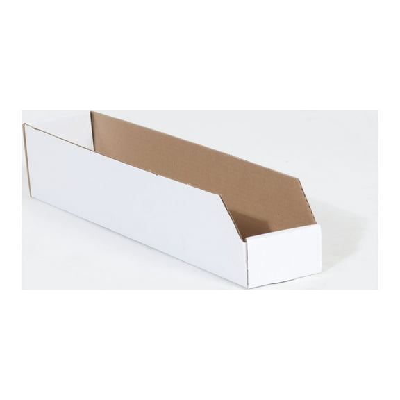 4 x 24 x 4 1/2" Open Top Bin Corrugated Box White 50 Pack