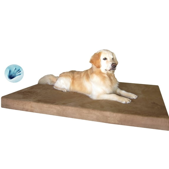 Jumbo Orthopedic Waterproof Memory Foam Dog Bed for Extra Large Pet 55"X47"X4", Microsuede Brown Washable Cover