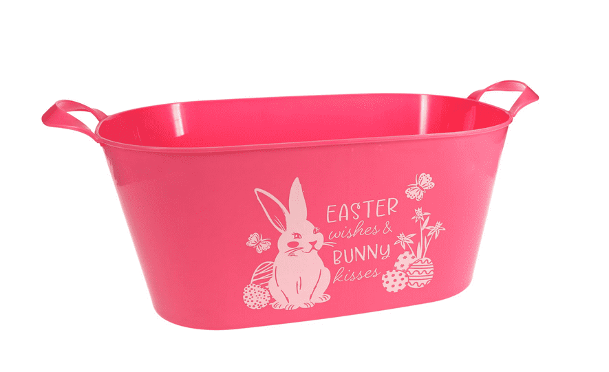 Jumbo Oval Pink Easter Basket with Handles – Adorable Easter Print