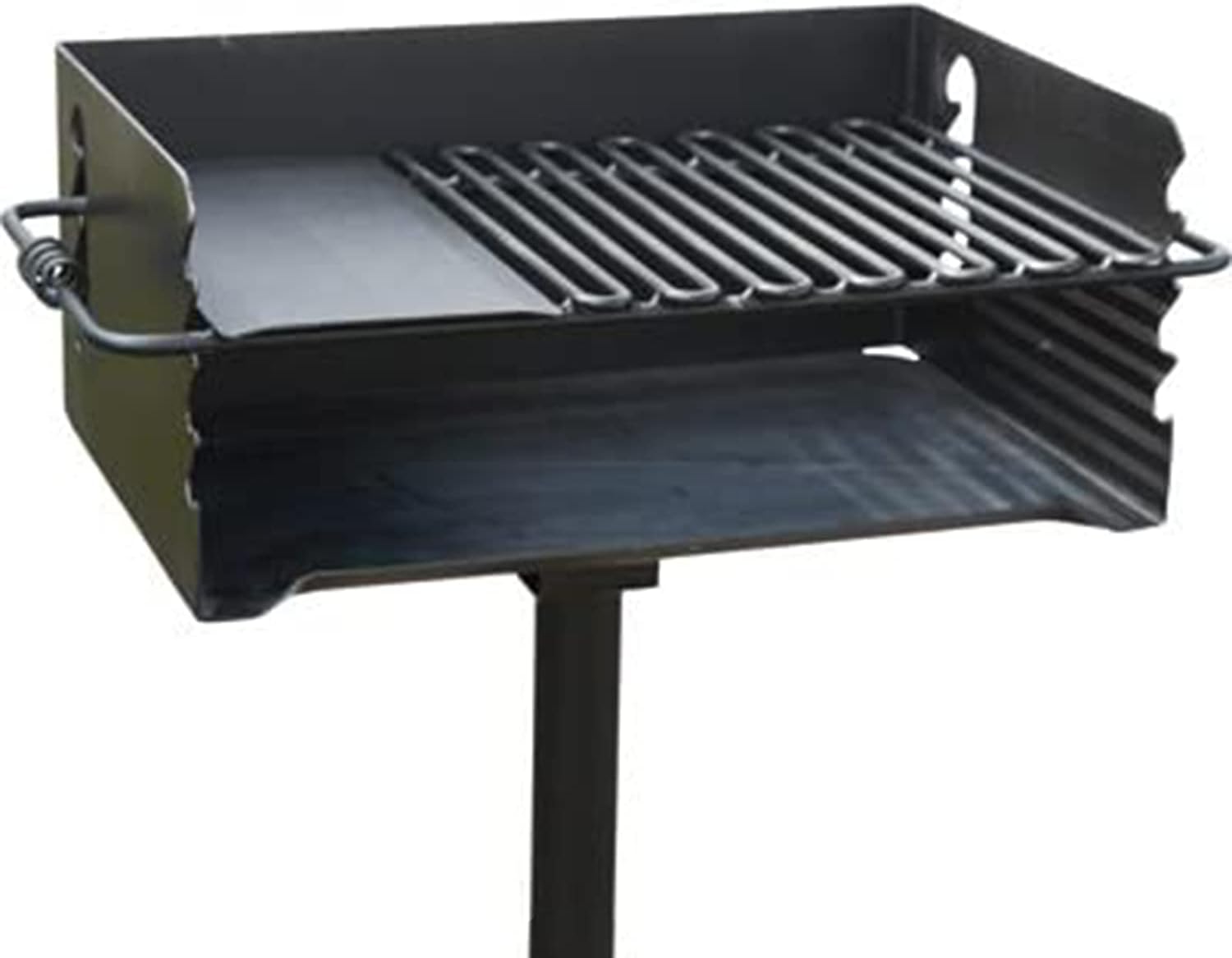 Jumbo Park Heavy Duty Steel Outdoor BBQ Charcoal Grill With Cooking Grate And 2 Piece Post For