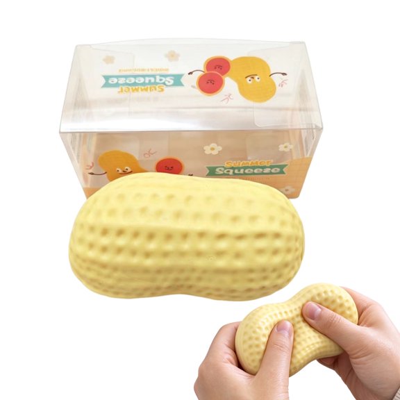 Jumbo Peanut Squishy , 4.3-Inch Realistic Squeeze Peanut Sensory , Food Shape Stress Ball Food Fidget Toy for Stress Relief & Anxiety Relaxation .