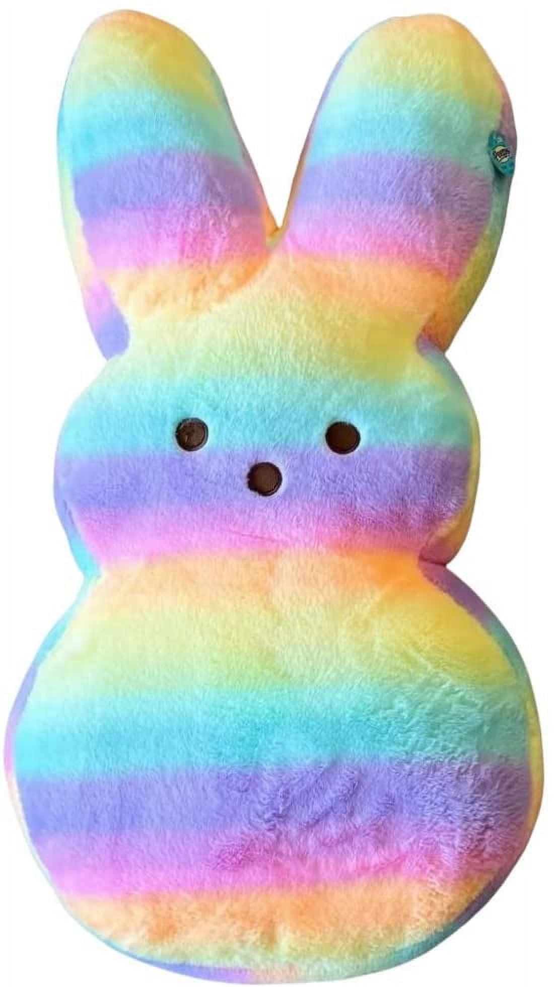 Jumbo Peeps Bunny Plush 38 Inch Animal Toy Easter, Rainbow Stripes 