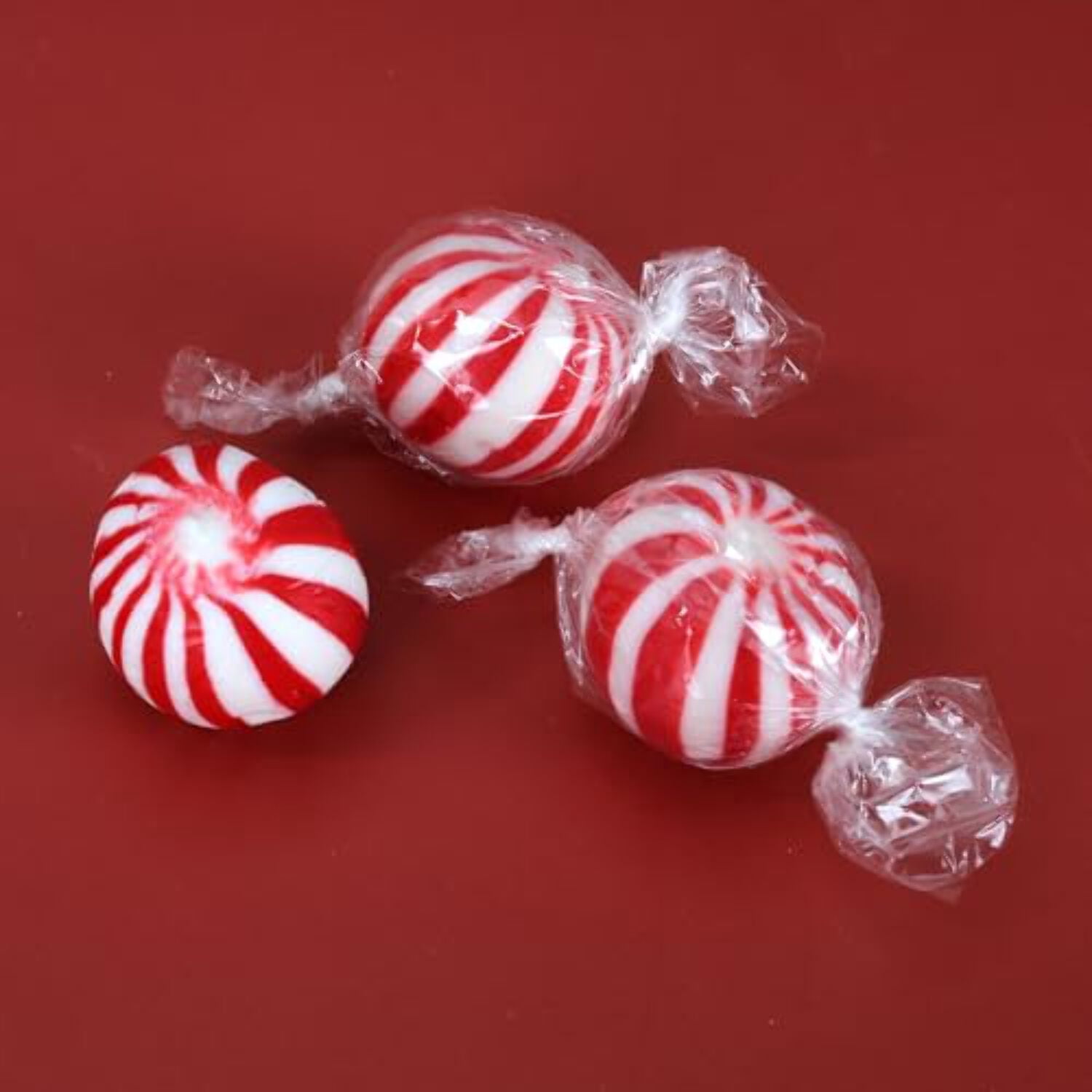 Jumbo Peppermint Mint Balls Christmas Individually Wrapped Hard Candy Red and White 3 Pounds