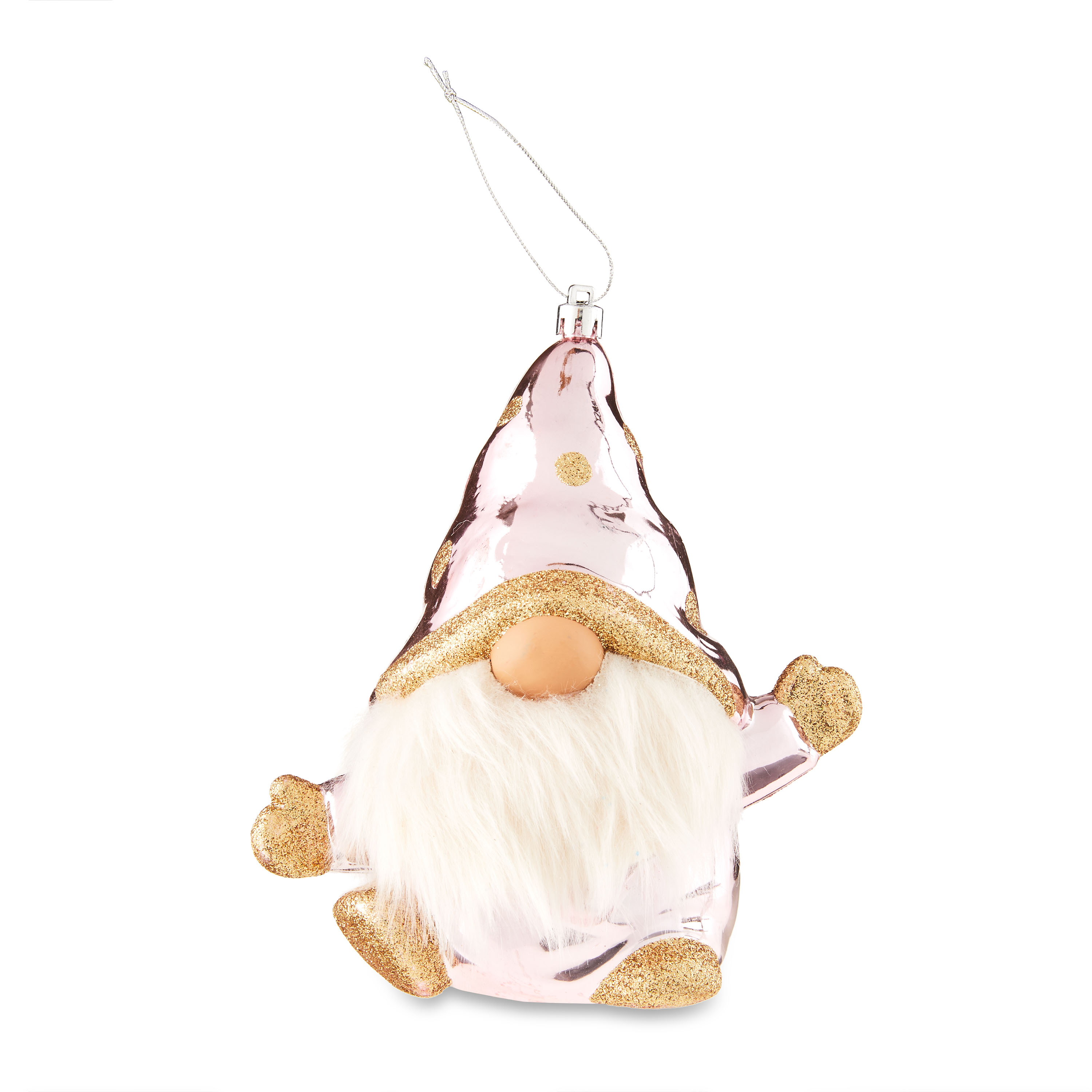 Jumbo Pink & White Gnome Christmas Ornament, 7", by Holiday Time