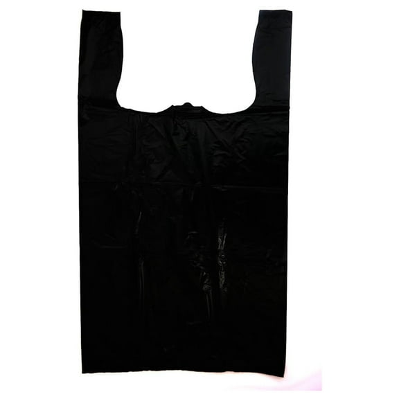 Jumbo Plastic Shopping Bags (18x8x30-13mic) Extra Large Bags (500, Black)