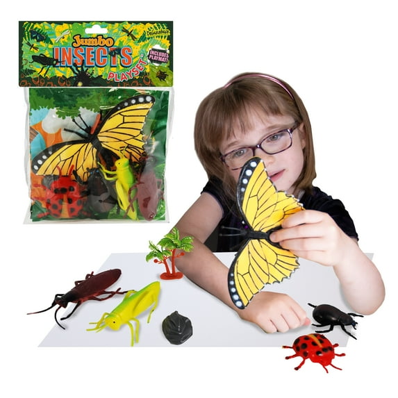 Jumbo Playset – Insects & Butterflies | 9-Piece Large Bug Toy Set by Deluxebase – Party Favors