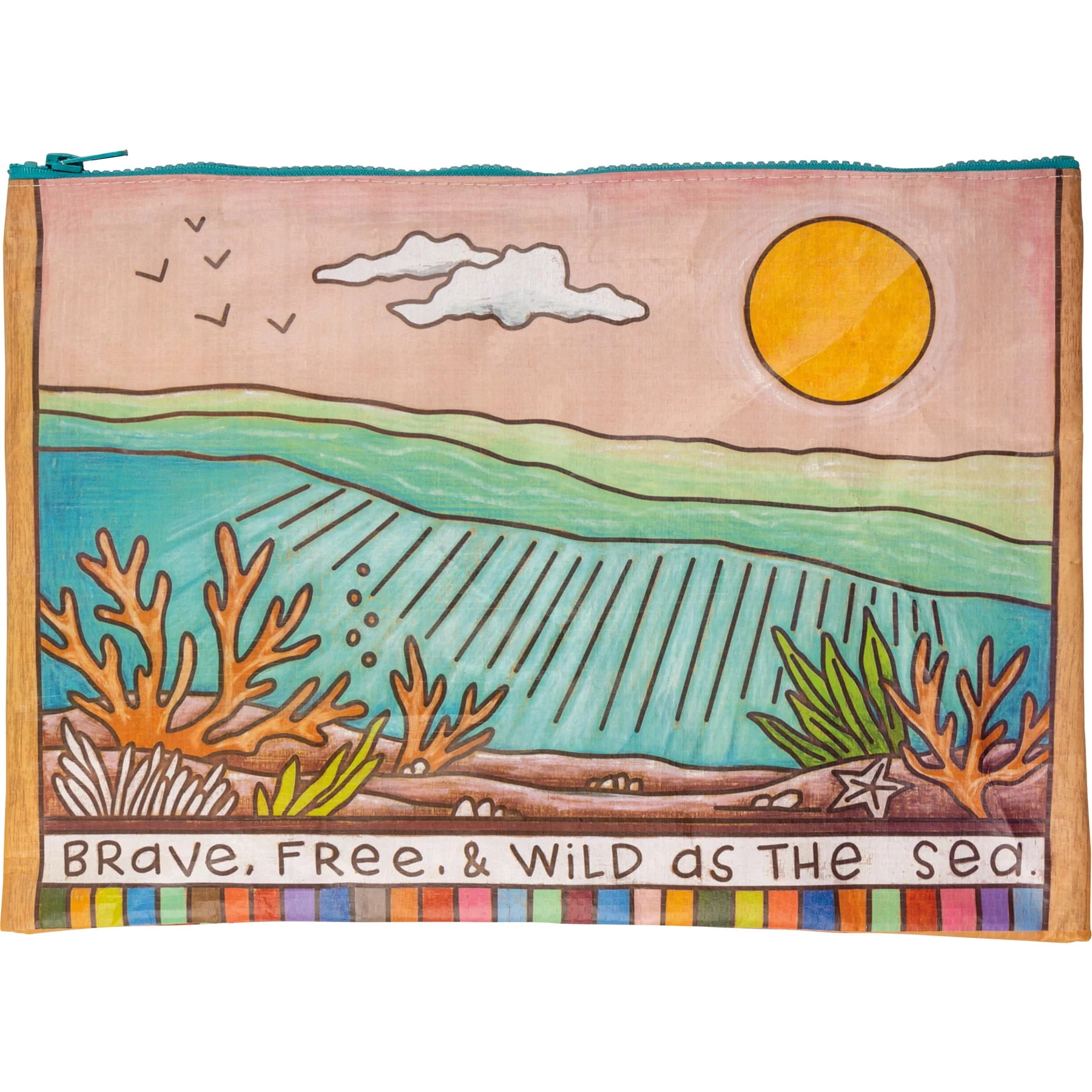 Jumbo Pouch Brave Free  Wild As The Sea Zipper Folder | 14.25" x 10"