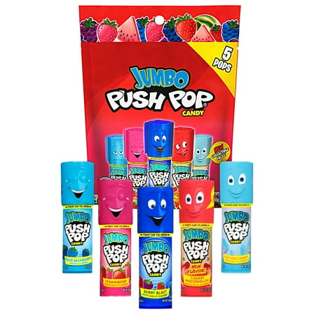 Push Pop Jumbo Lollipop Candy, Variety Pack 5.3oz Bag, 5-1.06oz
