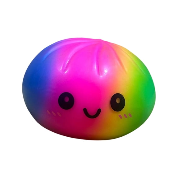 Jumbo Rainbow Bao Bun Squishy Toy with Cute Face, 6 Inch, Gradient ...