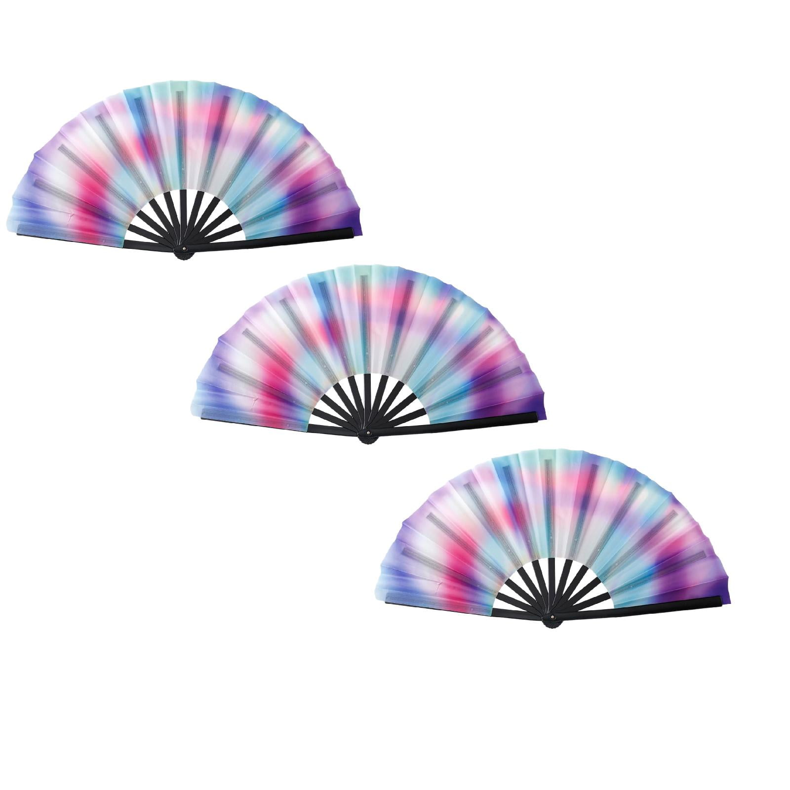 Jumbo Rainbow Rave Fans 4-Pack - Extra Large Foldable Clack Fans for ...
