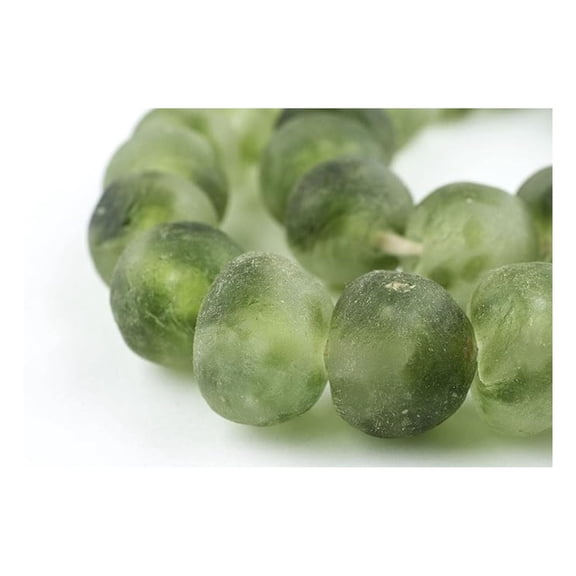 Jumbo Recycled Glass Beads, 2125mm African Sea Glass for Wall Hangings, Coffee Table Decor, Shelf Styling, and Home Accents (Forest Green Swirl)
