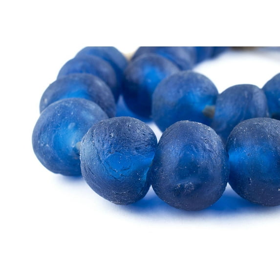 Jumbo Recycled Glass Beads, 21–25mm – African Sea Glass for Wall Hangings, Coffee Table Decor, Shelf Styling, and Home Accents – (Blue) – The Bead Chest