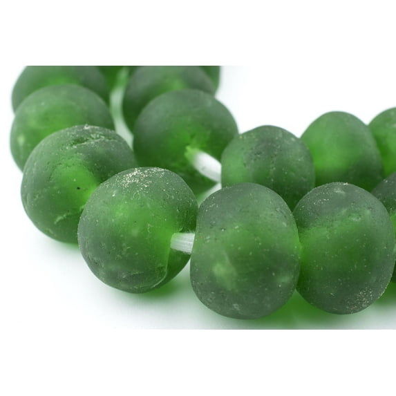 Jumbo Recycled Glass Beads, 21–25mm – African Sea Glass for Wall Hangings, Coffee Table Decor, Shelf Styling, and Home Accents – (Green) – The Bead Chest