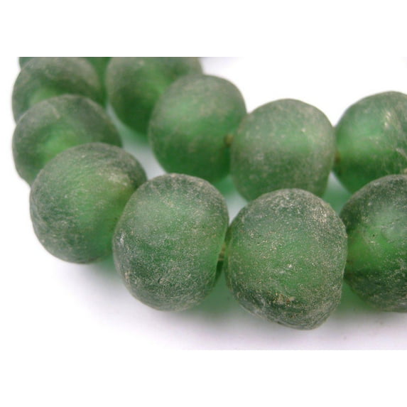 Jumbo Recycled Glass Beads, 21–25mm – African Sea Glass for Wall Hangings, Coffee Table Decor, Shelf Styling, and Home Accents – (Light Green) – The Bead Chest
