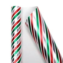 Taicans Jumbo Reversible Christmas Wrapping Paper 17Inch x 10ft,Foil Gift Wrap Jumbo Roll Red & Green Christmas Decor,Candy Canes,Holly and Bow Wrapping Paper,Reindeer and Snowflake Wrapping Paper