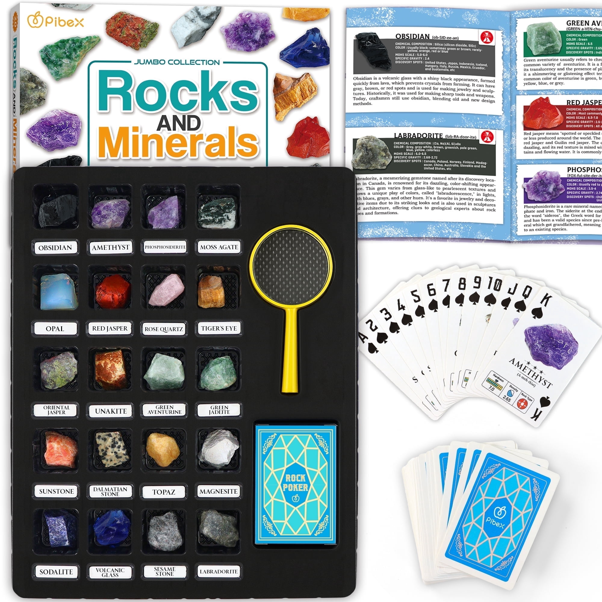 Jumbo Rock Collection Kit - 20 Pcs Large Unpolished Rocks, Minerals ...