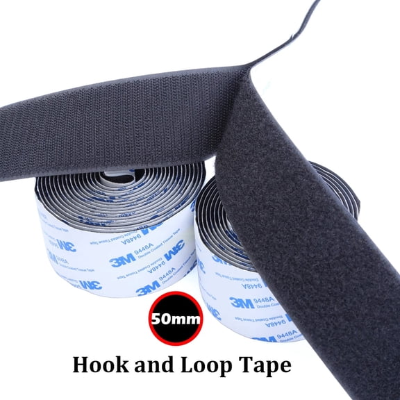 Jumbo Roll Black Sticky Back Tape 2 Inch Wide x 10FT Strong Adhesive for Car Interior & Crafts