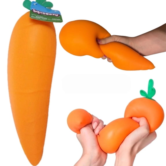 Jumbo SQUEEZY CARROT Squishy , 12in Soft Slow Rising Carrot Squeeze Fidget Toy , Vegetable Shaped Anxiety Relief Toy for Kids Adults