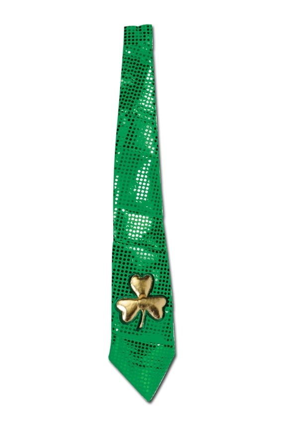 Jumbo Saint Patrick's Day Elastic Band Sequin Shamrock Tie Costume Accessory