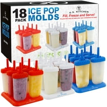 Jumbo Set of 18 Classic Ice Pop Molds - Sets of 6 Red, 6 White & 6 Blue - Reusable USA Colored Ice Pop Makers