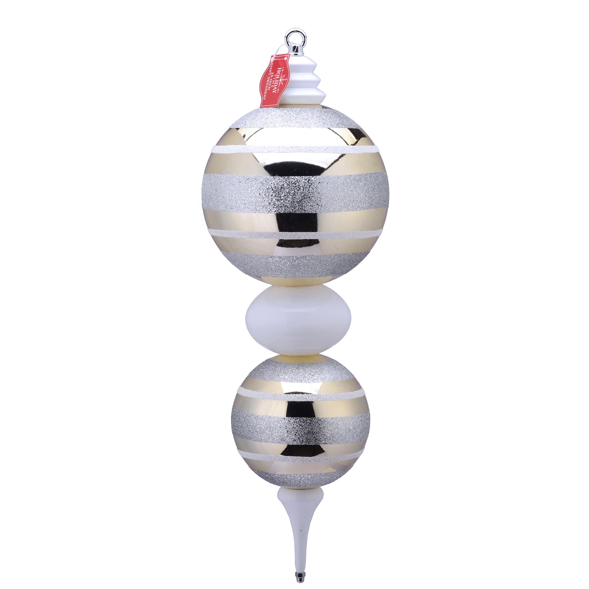 Jumbo Shatterproof Finial Christmas Ornament, Gold/Silver, 23", Holiday Time