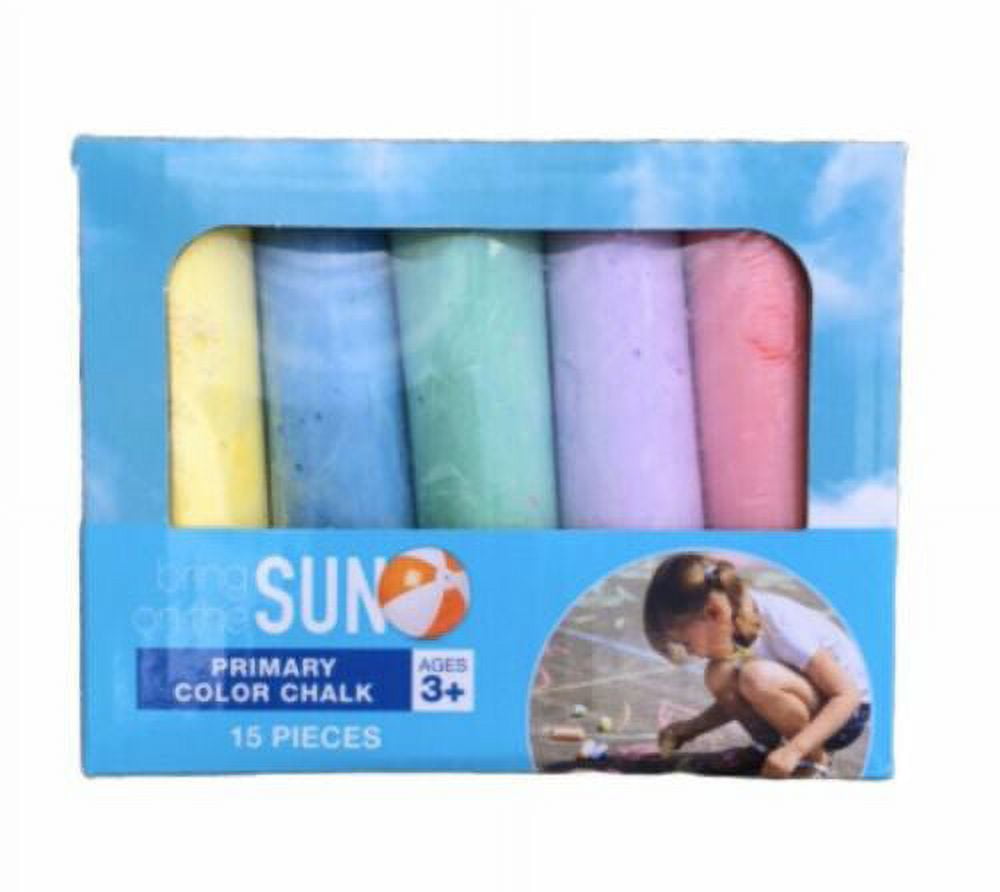 Jumbo Sidewalk Chalk - 15 Pieces - 5 Primary Colors. Boredom Buster!