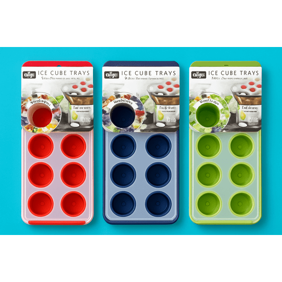  Jumbo Silicone Ice Cube Trays  3 Pack Multi-Color, 90 Cubes Total