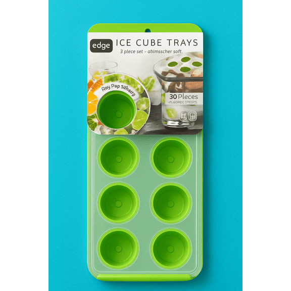 Jumbo Silicone Ice Cube Trays  Set of 3 -30 Cubes Total- colors may vary
