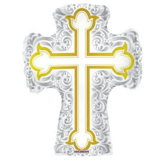 Jumbo Silver Gold Cross Baptism/Communion Theme Foil Balloons 28 "