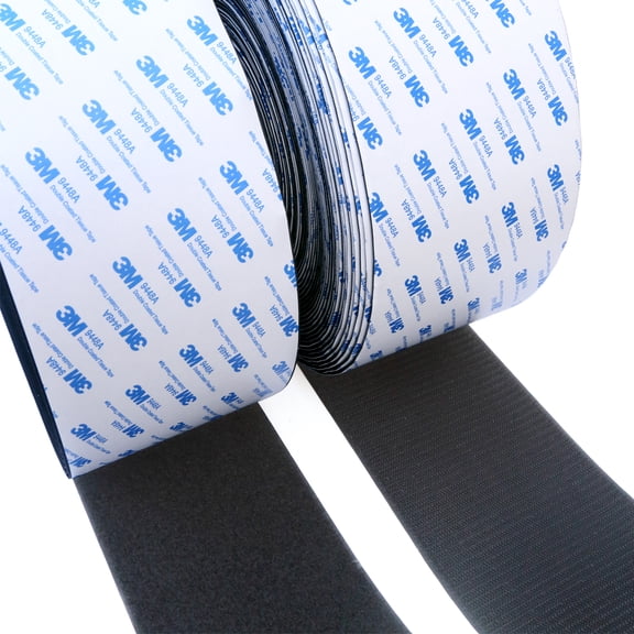 Jumbo Size Black Self-Adhesive Hook and Loop 1 Meter x 4.3 Inch Heavy Duty Removable for Holiday Decor & Workshop