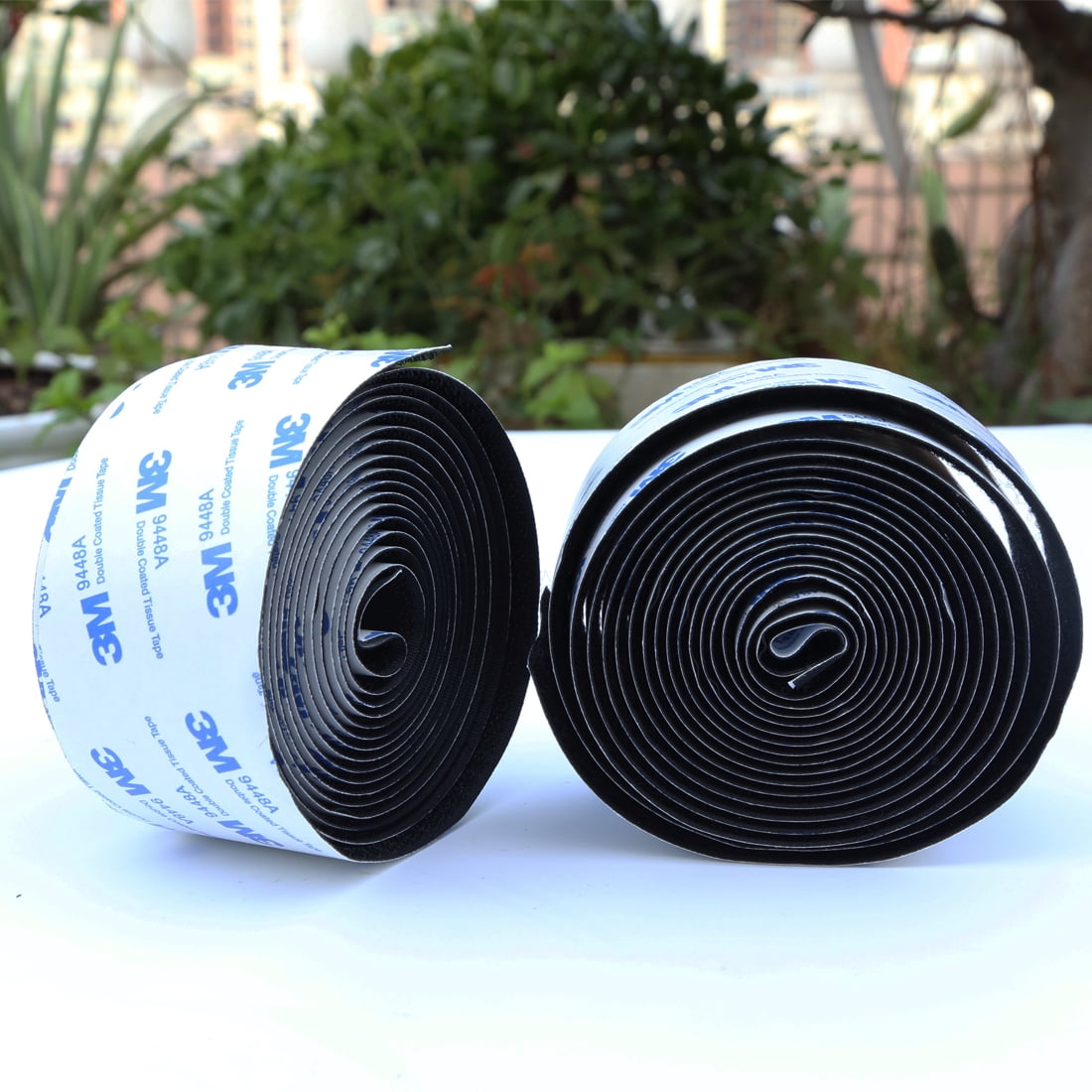 Jumbo Size Black Sticky Back Tape - 2 Inch x 10FT Heavy Duty, No-Residue Removal for Extended Runs