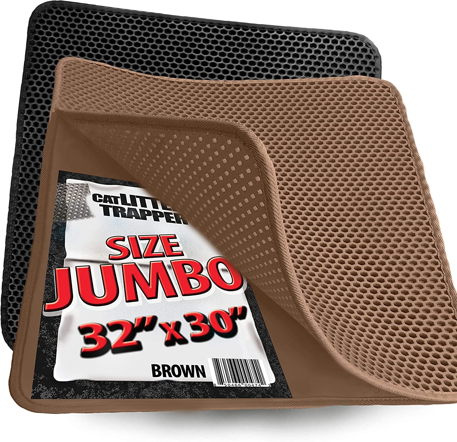 "iPrimio Cat Litter Trapper Mat, Jumbo Size, EZ Clean, Waterproof, Durable, Brown, 32""x30