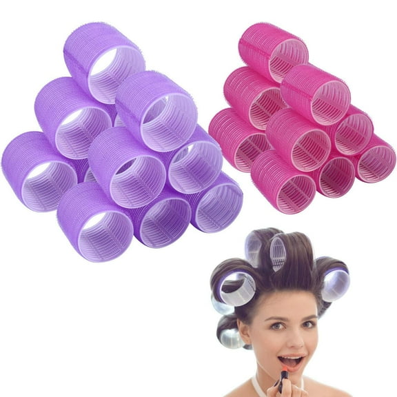 Jumbo Size Hair Roller sets, Self Grip, Salon Hair Dressing Curlers, Hair Curlers, 2 size 24 packs (12XJUMBO+12XLARGE) 12XJUMBO 12XLARGE