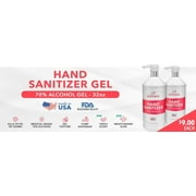 Jumbo Size Pump Dispenser Hand Sanitizer Gel with Aloe, Fresh Scent, Four Pack, 32oz