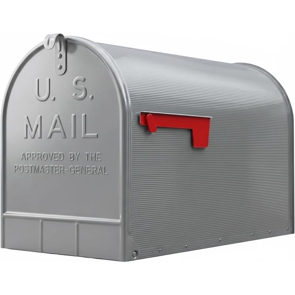 Plexon Jumbo Size Rural Mailbox, 3175 cu-in Capacity, Galvanized Steel, Powder-Coated, 15 in. H x 11.7 in. W x 24.25 in. L (Gray, Extra Large)