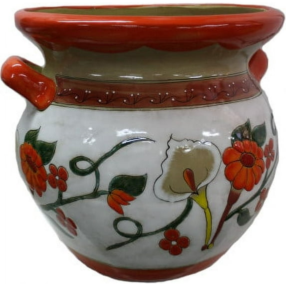Jumbo-Sized Jacona Mexican Colors Talavera Ceramic Garden Pot