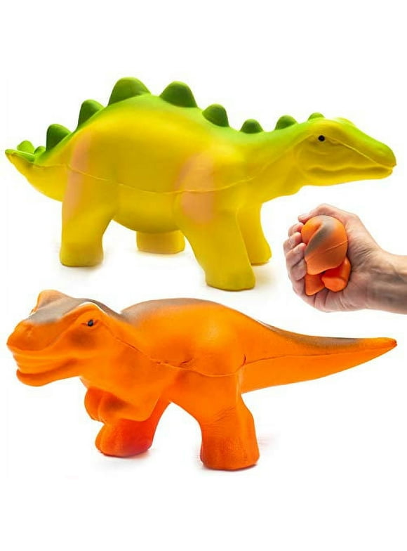 Jumbo Slow Rising Squishies Pack 0f 2 Dinosaur Squishy Toys T-Rex and Stegosaurus Stress Relief Toy Dinosaurs