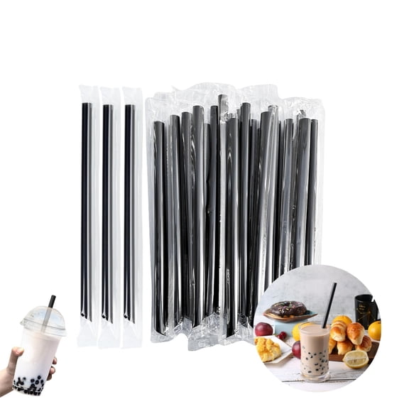 Jumbo Smoothie Straws,Disposable Cocktail Drinking Straws,Large Plastic Individually Wrapped Straws for Tea Milkshake,100pack