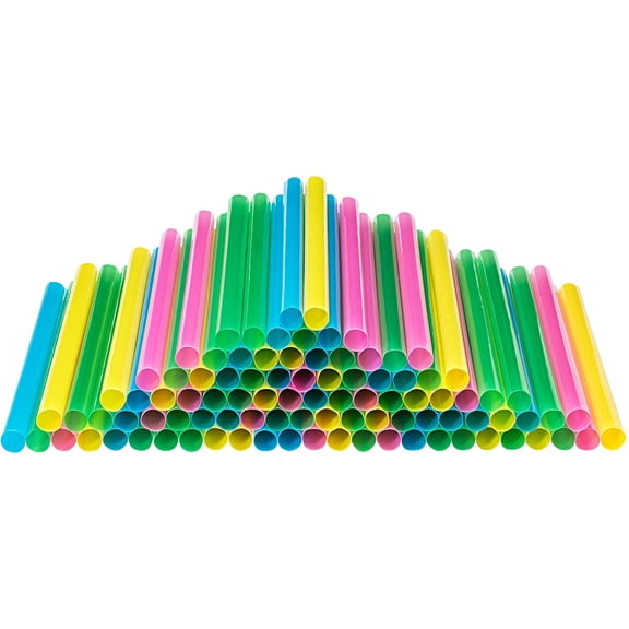 Jumbo Smoothie Straws Extra Wide - Individually Wrapped 100 Pack, BPA Free Milkshake Straw 0.47" Multi Colored Large Disposable For Boba Tea, Extra Durable Thick Restaurant Quality - by YANTONG