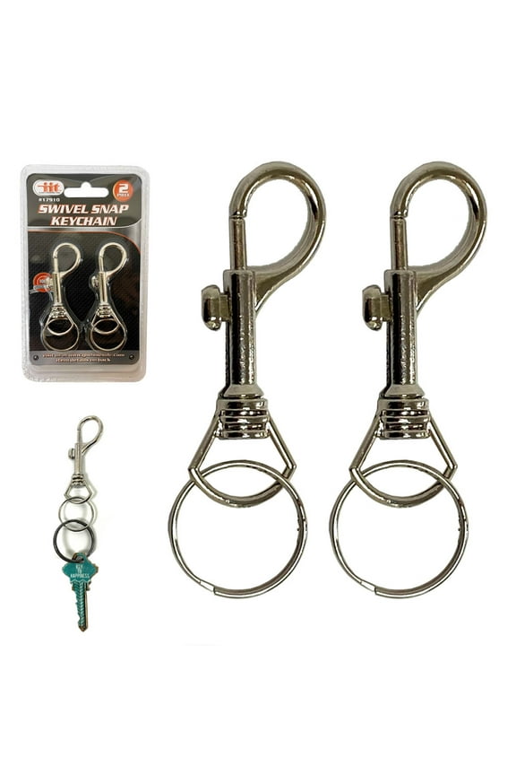 Jumbo Snap Clip Keychain Ring Silver 2pcs Swivel Round Eye Lobster Clasp Hook