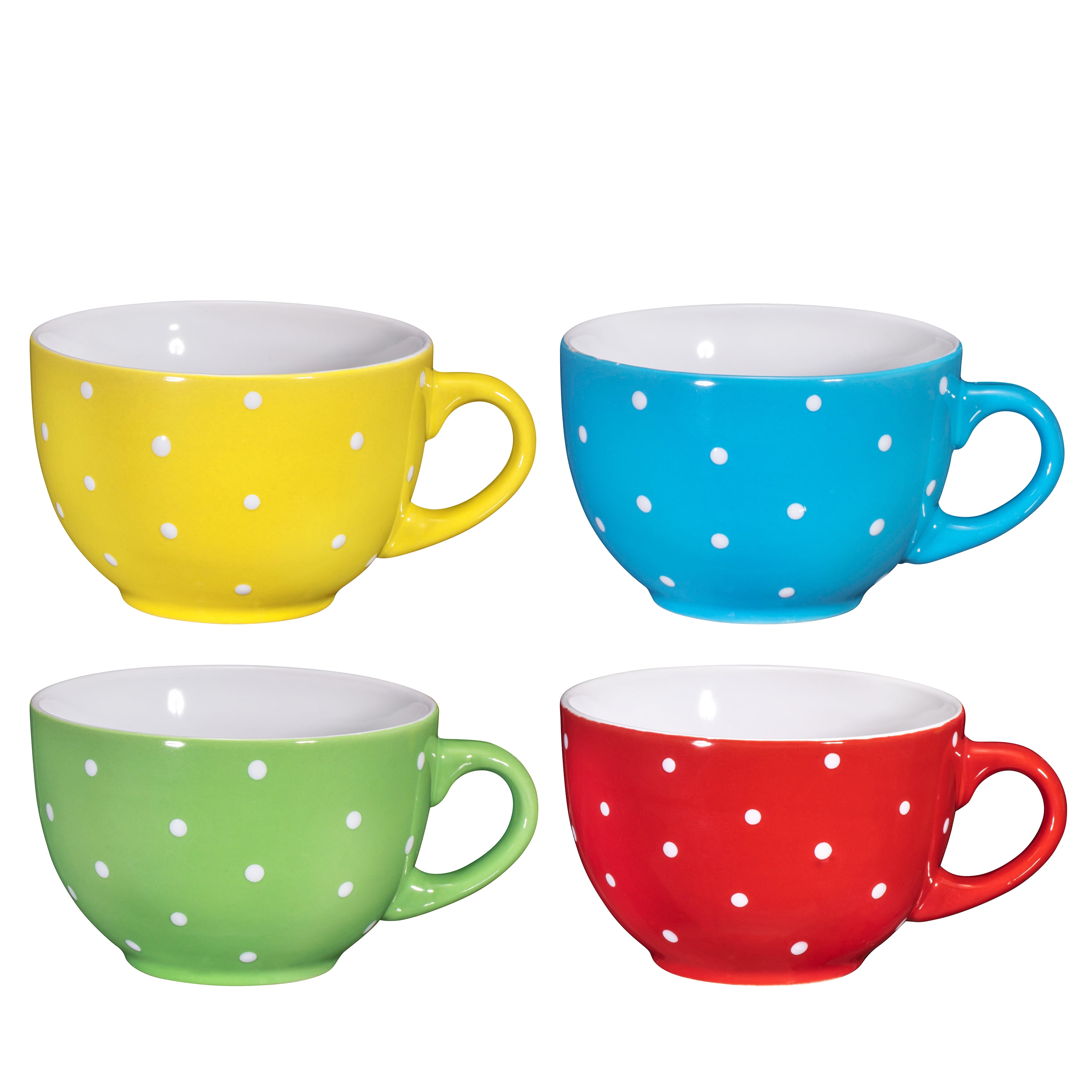 Bruntmor Jumbo 24oz Ceramic Soup Bowl & Cereal Mugs, Set of 4 with