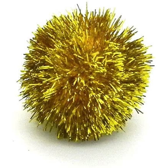 Jumbo Sparkle Ball Tuff Kitty Puff Cat Toy - (2 inch) 6 Pak Pick A Color (Gold)