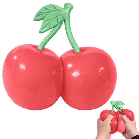 Jumbo Squeeze Cherries Squishy 6 Inch,Giant Slow Rising Fruit Squishy Cherries Stress,Realistic Sensory Fidget Food for Anxiety Relief,Large Soft Squeeze Ball for Adults