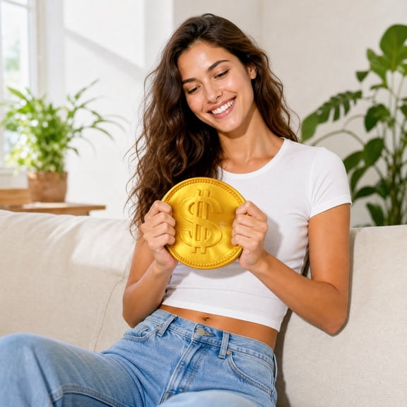 Jumbo Squishy Dollar Coin Stress Relief Toy - Oversized Slow-Rising Foam Fidget Ball with Thick Filled Body for Anxiety Sensory Play, Desk Office Classroom Gift