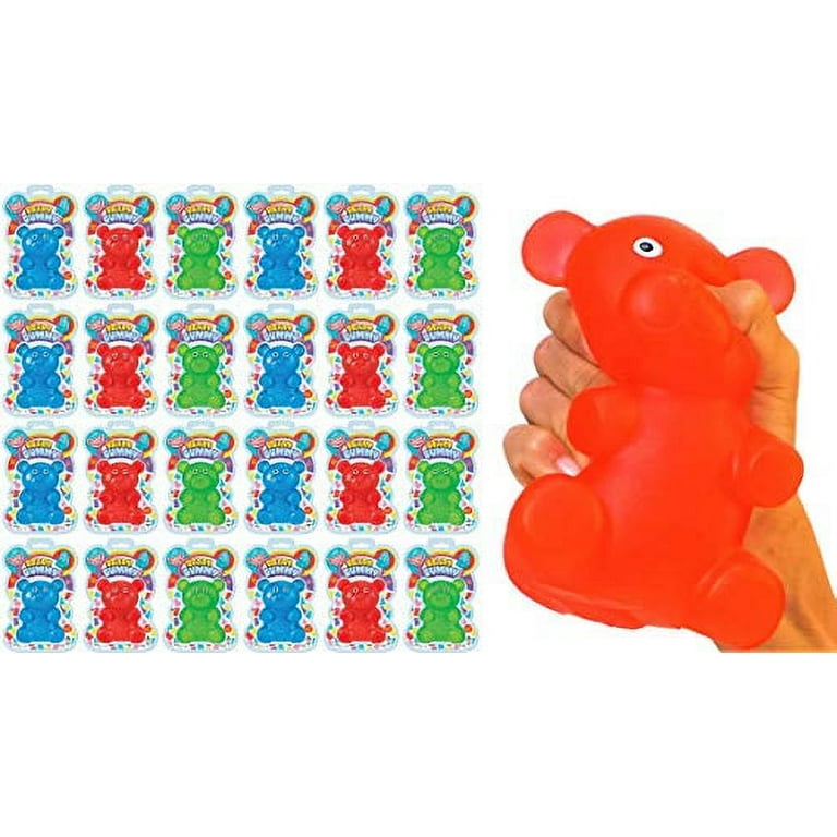 Jumbo Squishy Gummy Bear Toy 24 Packs Assorted JA-RU Squeeze Stretchy Bear  Stress Relief & Sensory Toy. Squishy Toys, Fidget Toys for Boys and Girls  Great Party Favor Stuffer Plus 1 Sticker
