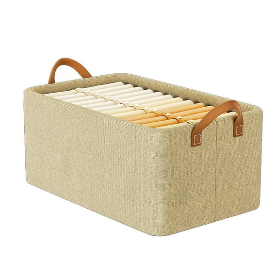 Jumbo Storage Bins with Metal Frame, Foldable Clothes Organizer Bags, Fabric Storage Containers with Large Clear Window And Carry Handles (Caqui)