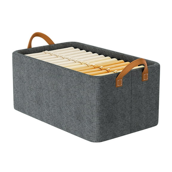 Jumbo Storage Bins with Metal Frame, Foldable Clothes Organizer Bags, Fabric Storage Containers with Large Clear Window And Carry Handles (Gris)