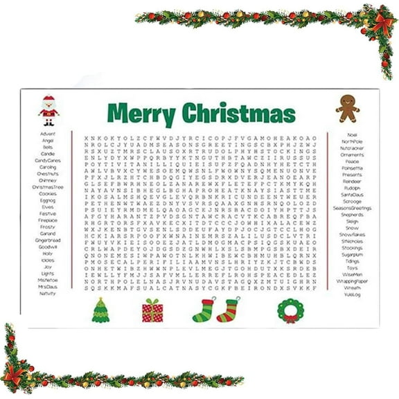 Jumbo Thanksgiving Word Search Poster, Giant 36"X24" Wall Game, Large Christmas Word Search Puzzle Poster, with 50 Holiday Words, A Fun Interactive, Family Holiday Party Activity (Christmas)