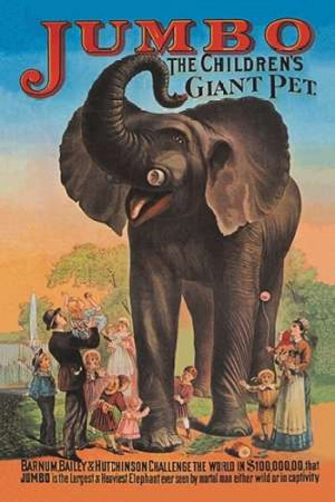 Jumbo - The Childrens Giant Pet Canvas Art - Vintage Elephant (24 x 36)