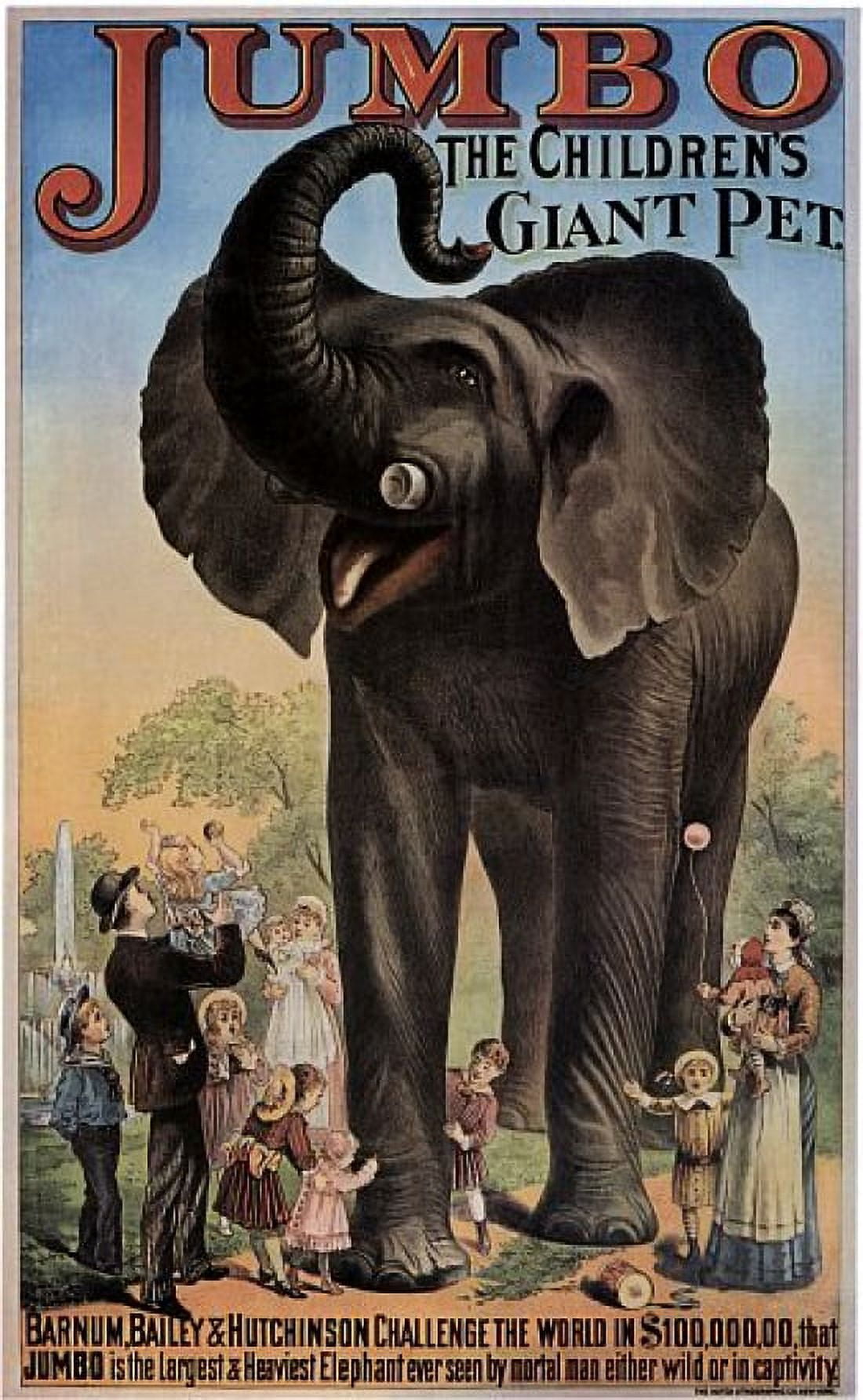 Jumbo The Giant Elephant Circus Canvas Art - (18 x 24)